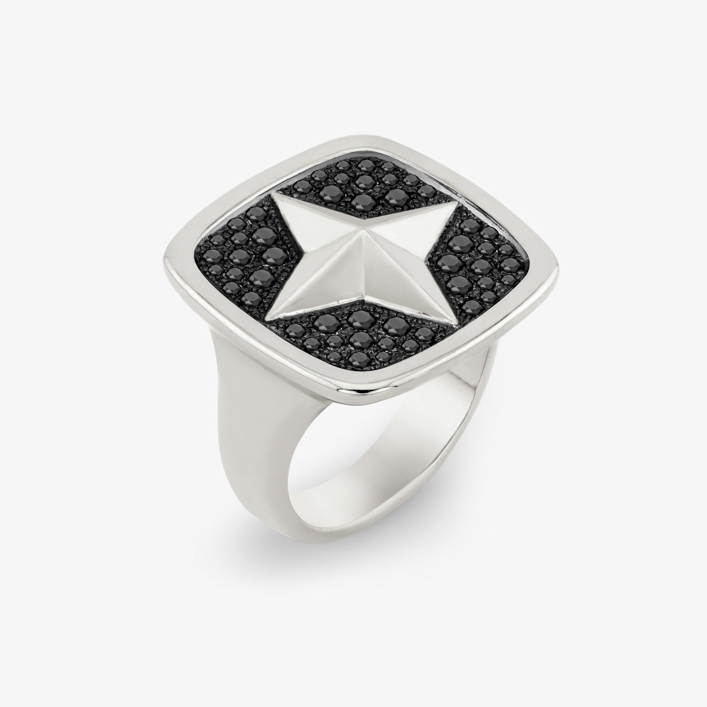 FIERCE Large Signet Ring with Black Diamonds