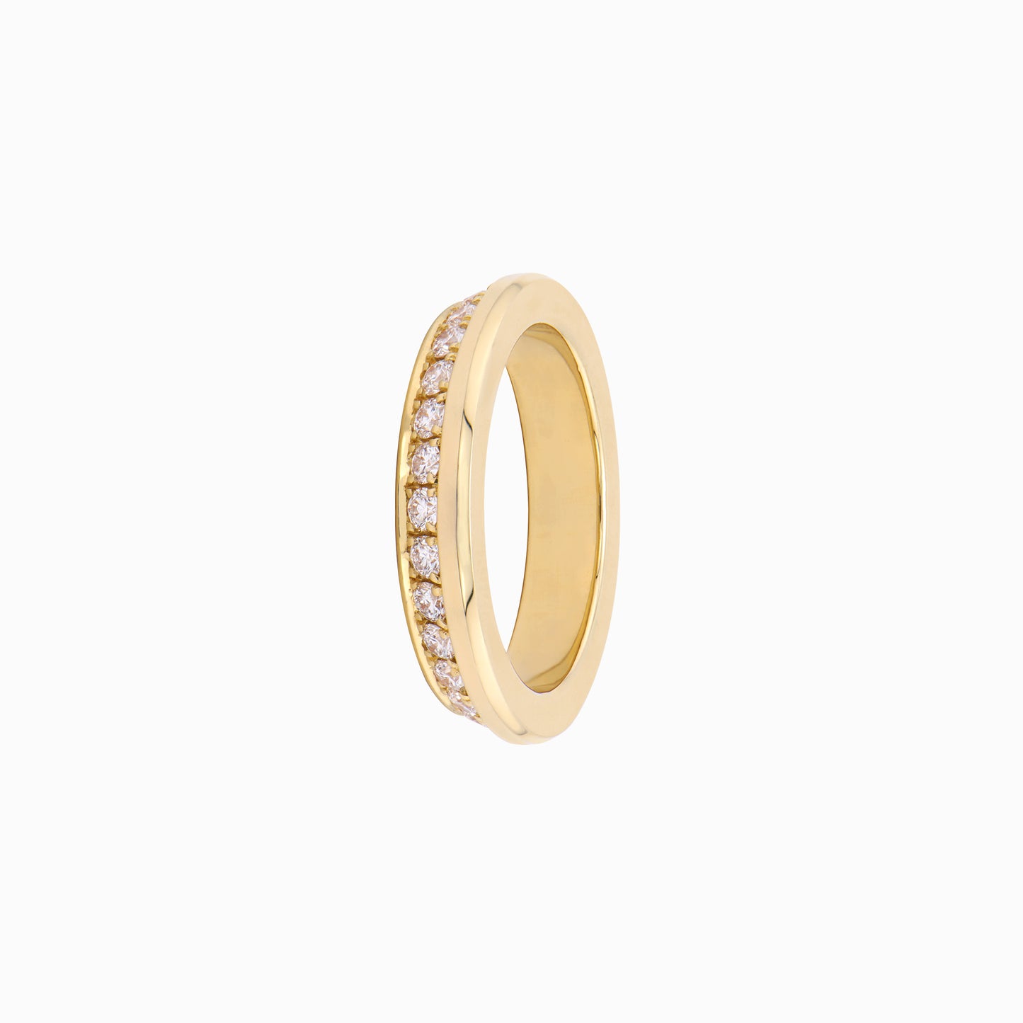 OFF-KILTER 4mm Stacking Ring with Diamonds – 14K Yellow Gold