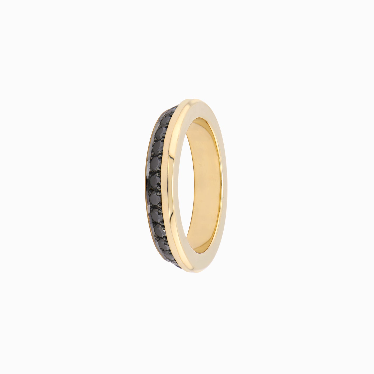 OFF-KILTER 4mm Stacking Ring with Black Diamonds – 14K Yellow Gold