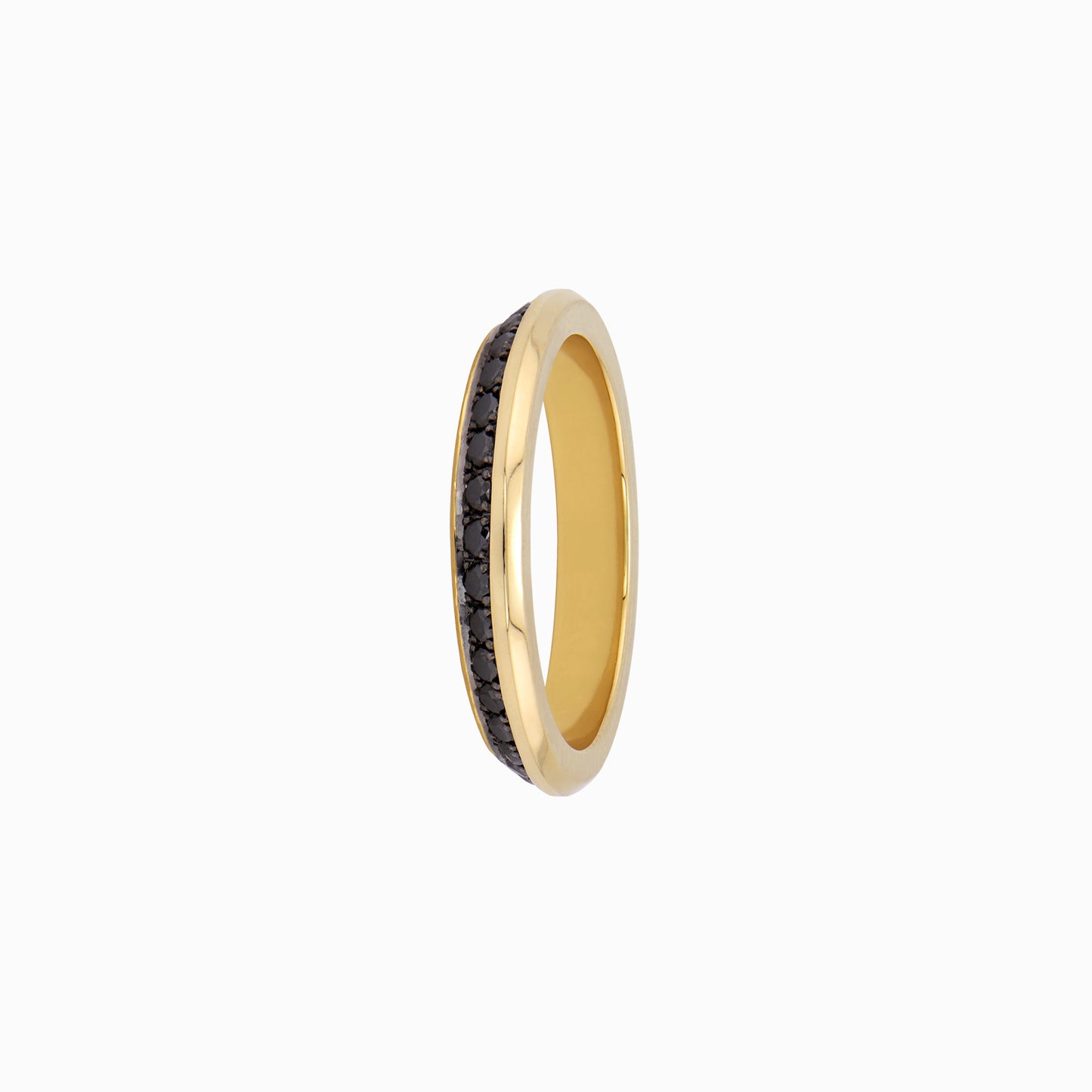 OFF-KILTER 3mm Stacking Ring with Black Diamonds – 14K Yellow Gold