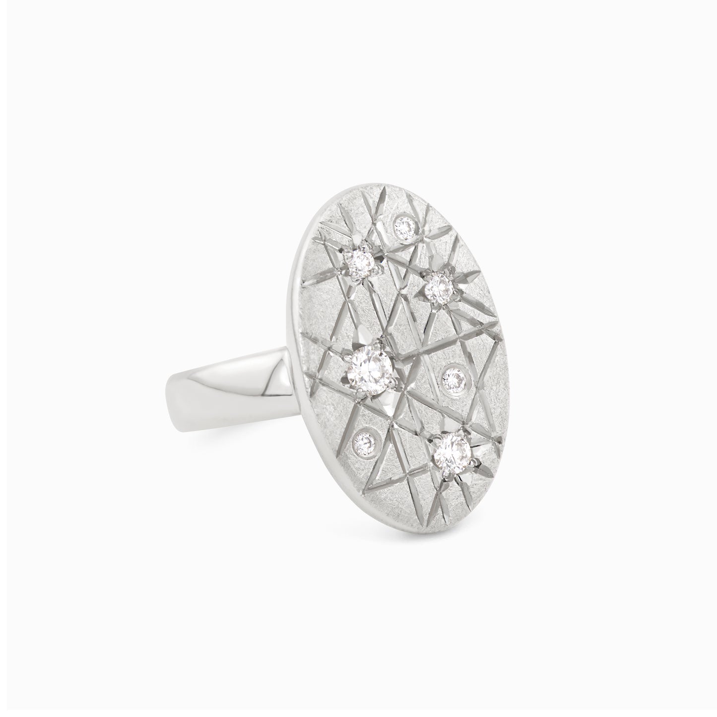 TRIUMPHANT Outrageous Diamond Ellipse Ring – Silver