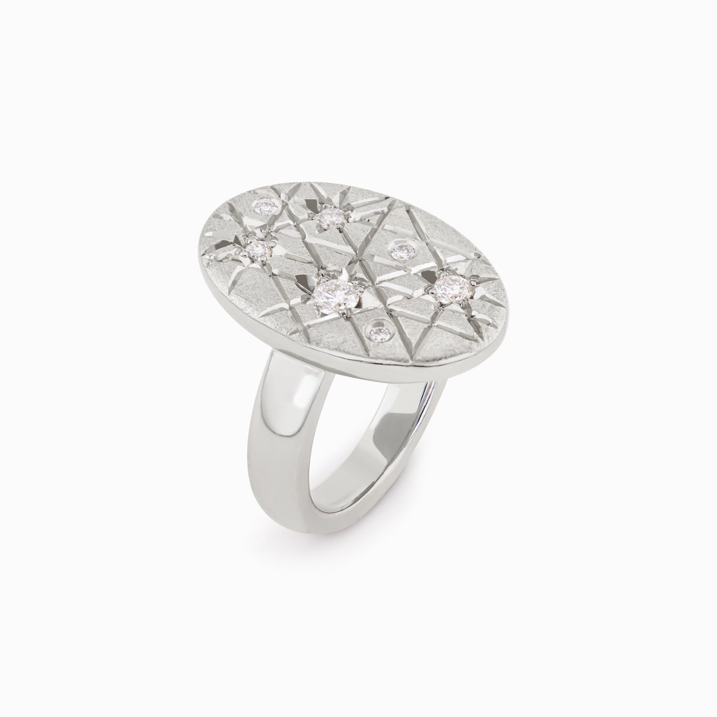 TRIUMPHANT Outrageous Diamond Ellipse Ring – Silver