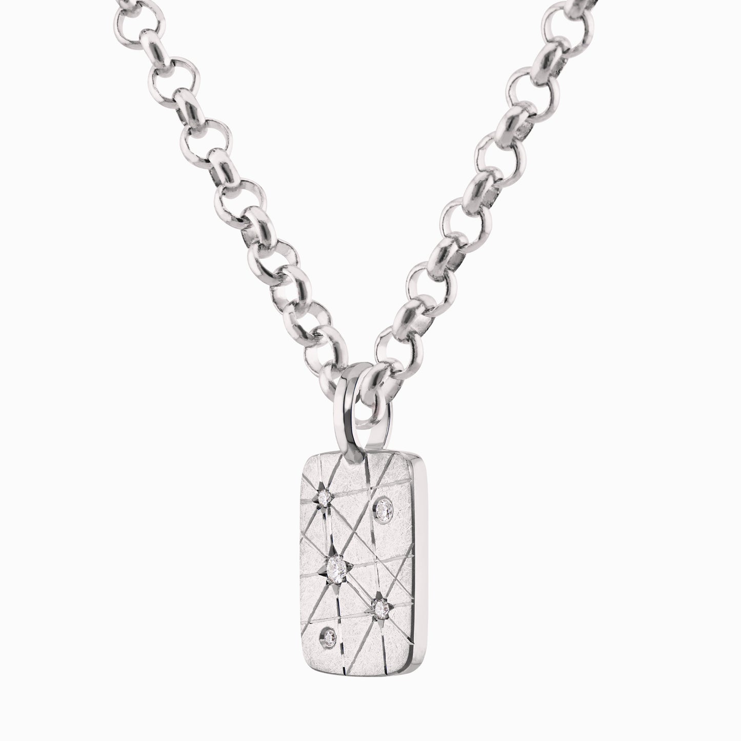 TRIUMPHANT Audacious Diamond Tablet Necklace – Silver