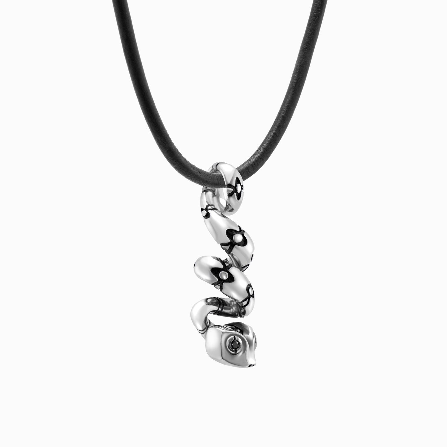 BOA Constrictor Leather Cord Necklace – Silver