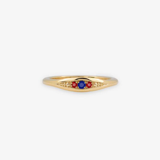 Duality Dôme Ring with Blue Sapphire & Rubies