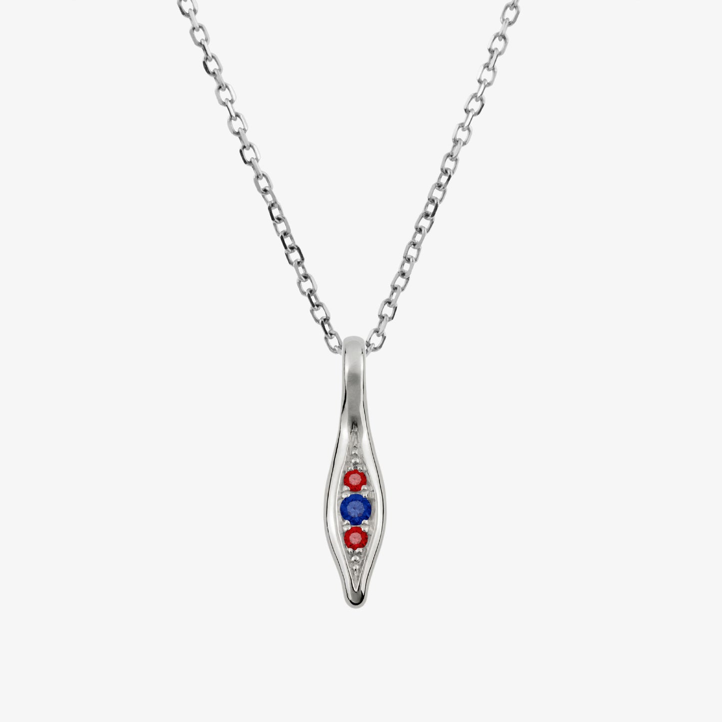 Duality Droplet Pendant with Blue Sapphire & Rubies