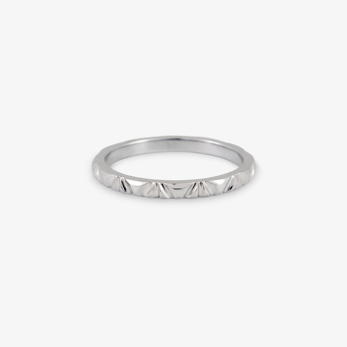 Faceted Stacking Band Ring 2mm Wide