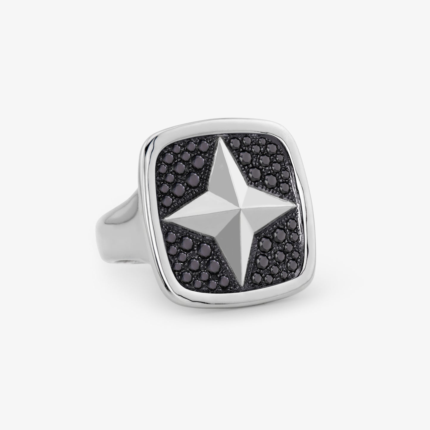 FIERCE Large Signet Ring with Black Diamonds