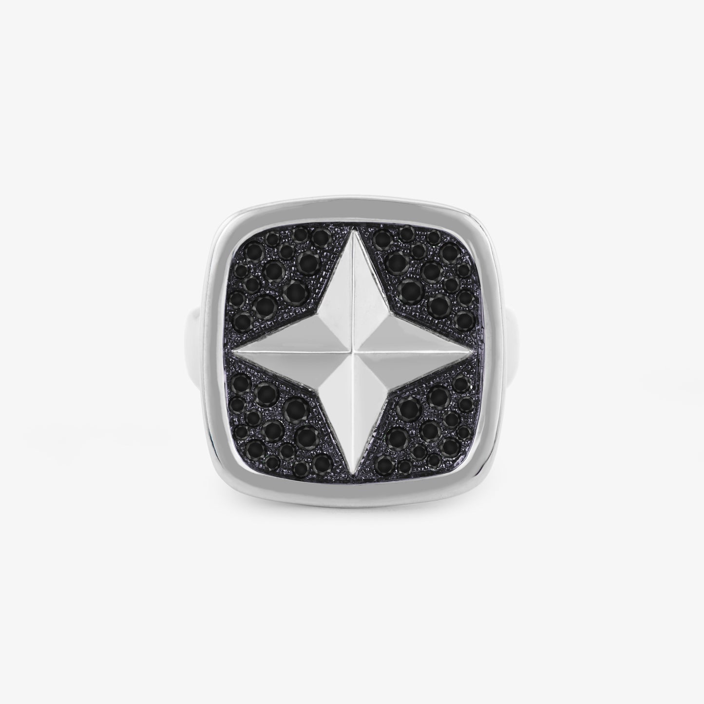 FIERCE Large Signet Ring with Black Diamonds