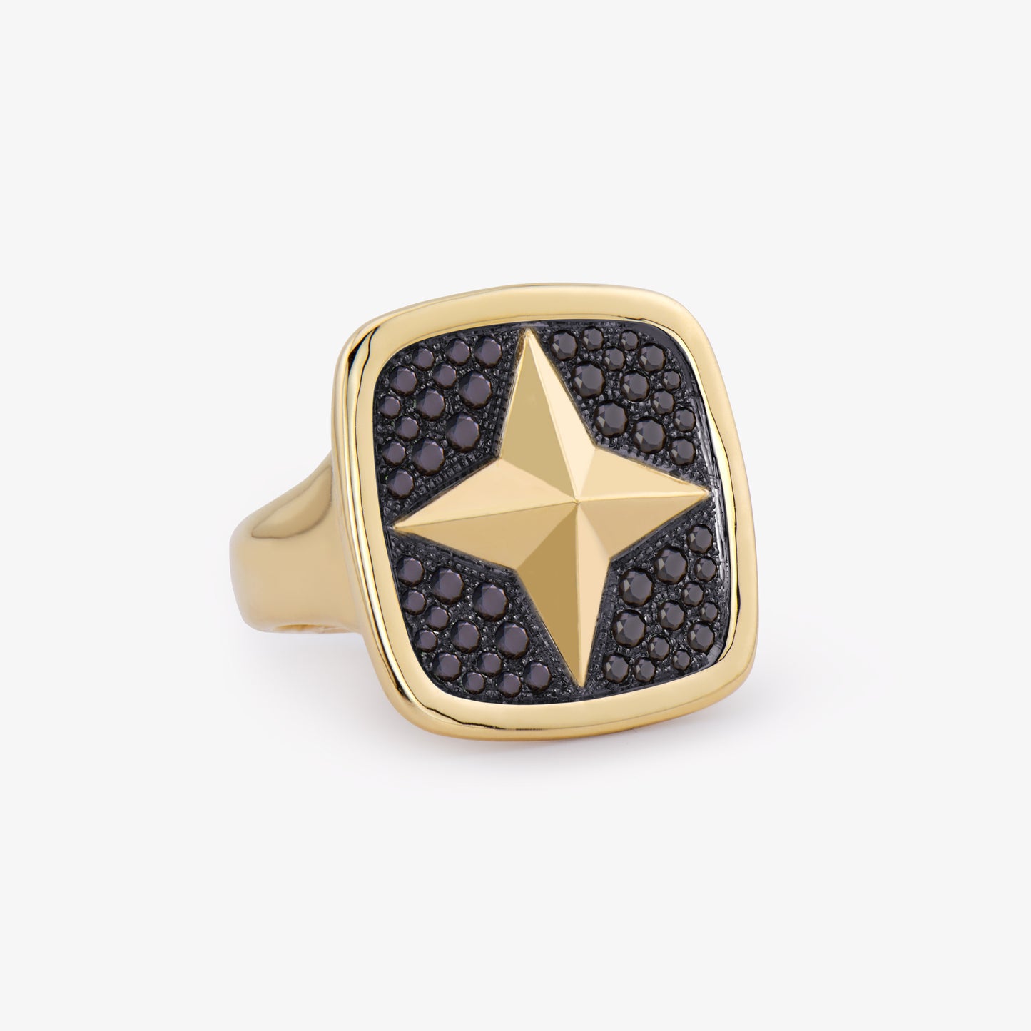 FIERCE Large Signet Ring with Black Diamonds