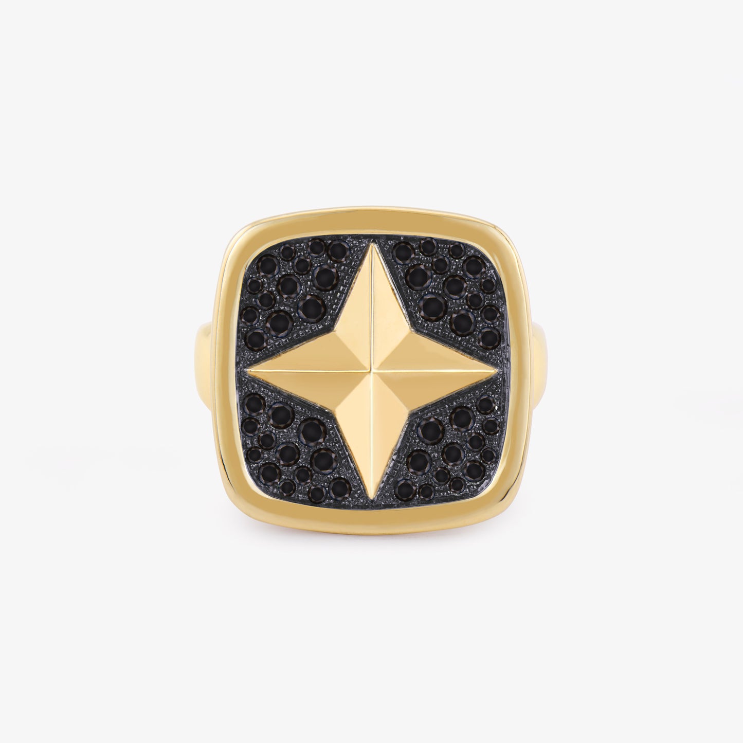 FIERCE Large Signet Ring with Black Diamonds