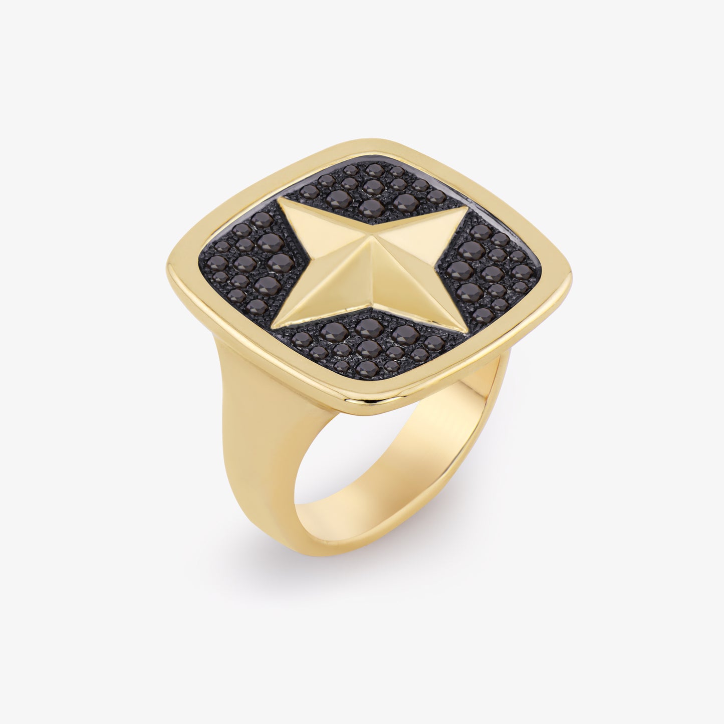 FIERCE Large Signet Ring with Black Diamonds