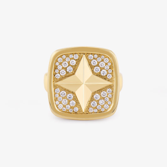 FIERCE Large Signet Ring with Diamonds