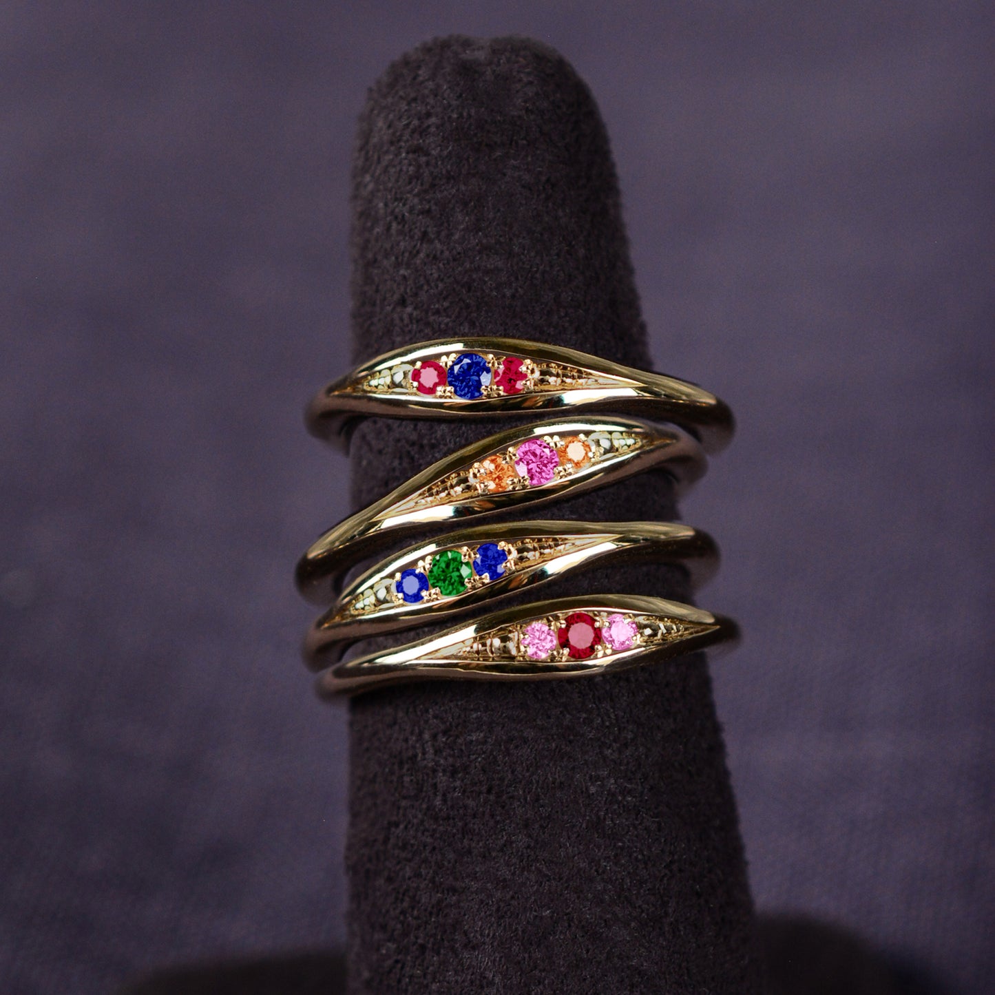 Vibrance Dôme Ring with Pink Sapphire and Orange Sapphires