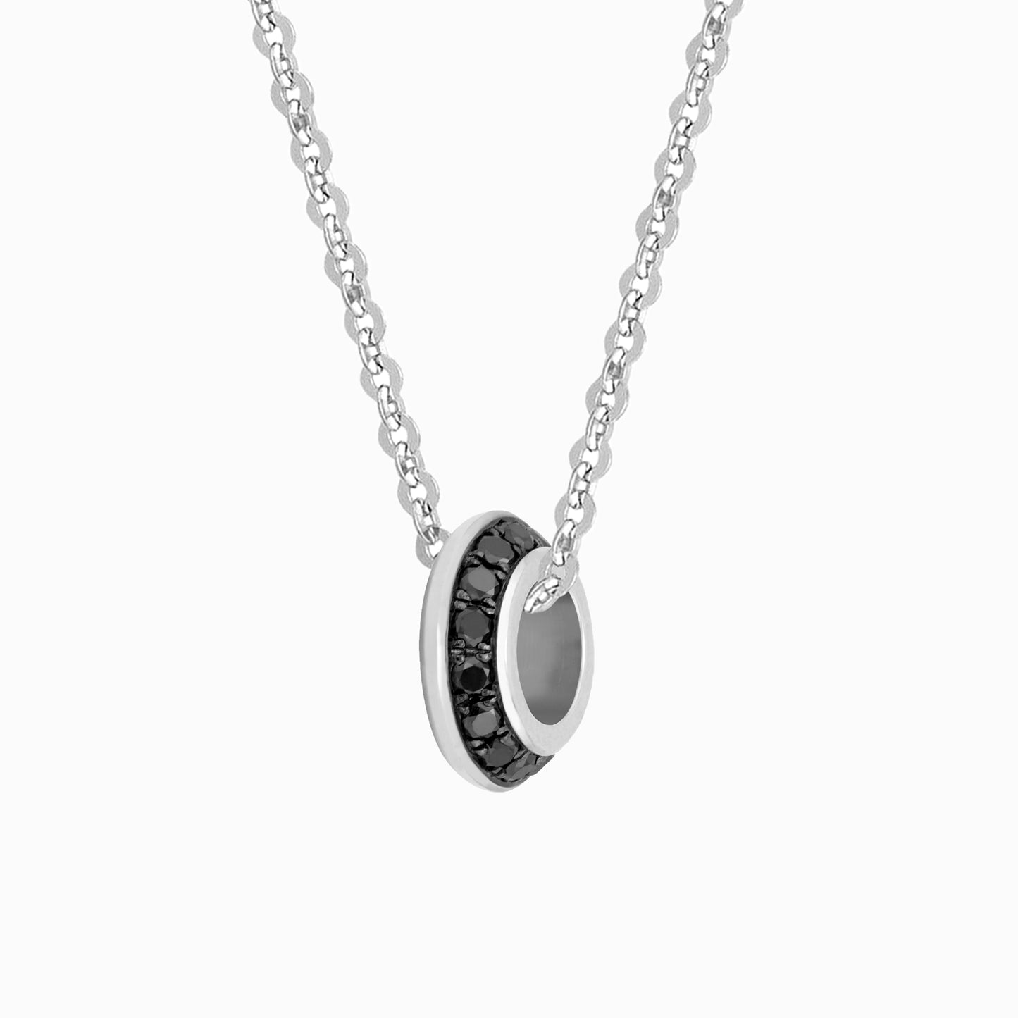 OFF-KILTER Black Diamond Rondelle Fine Necklace – Dark Mode