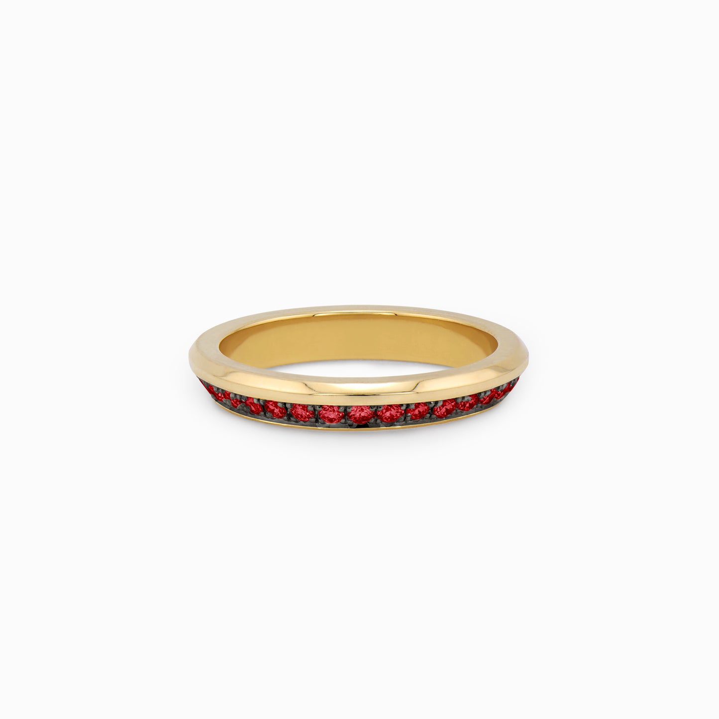 OFF-KILTER Audacious Ruby Stacking Ring – Dark Mode
