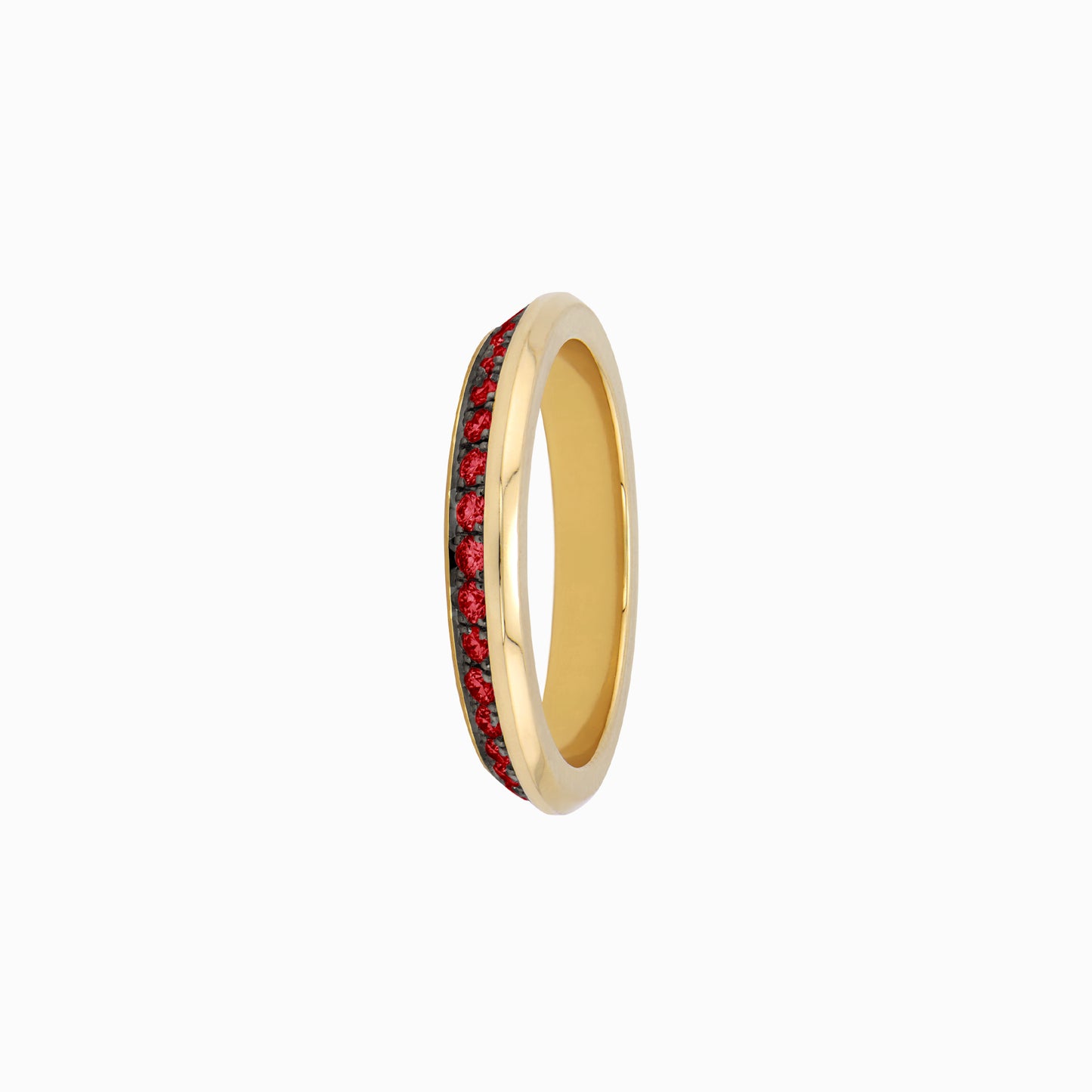 OFF-KILTER Audacious Ruby Stacking Ring – Dark Mode