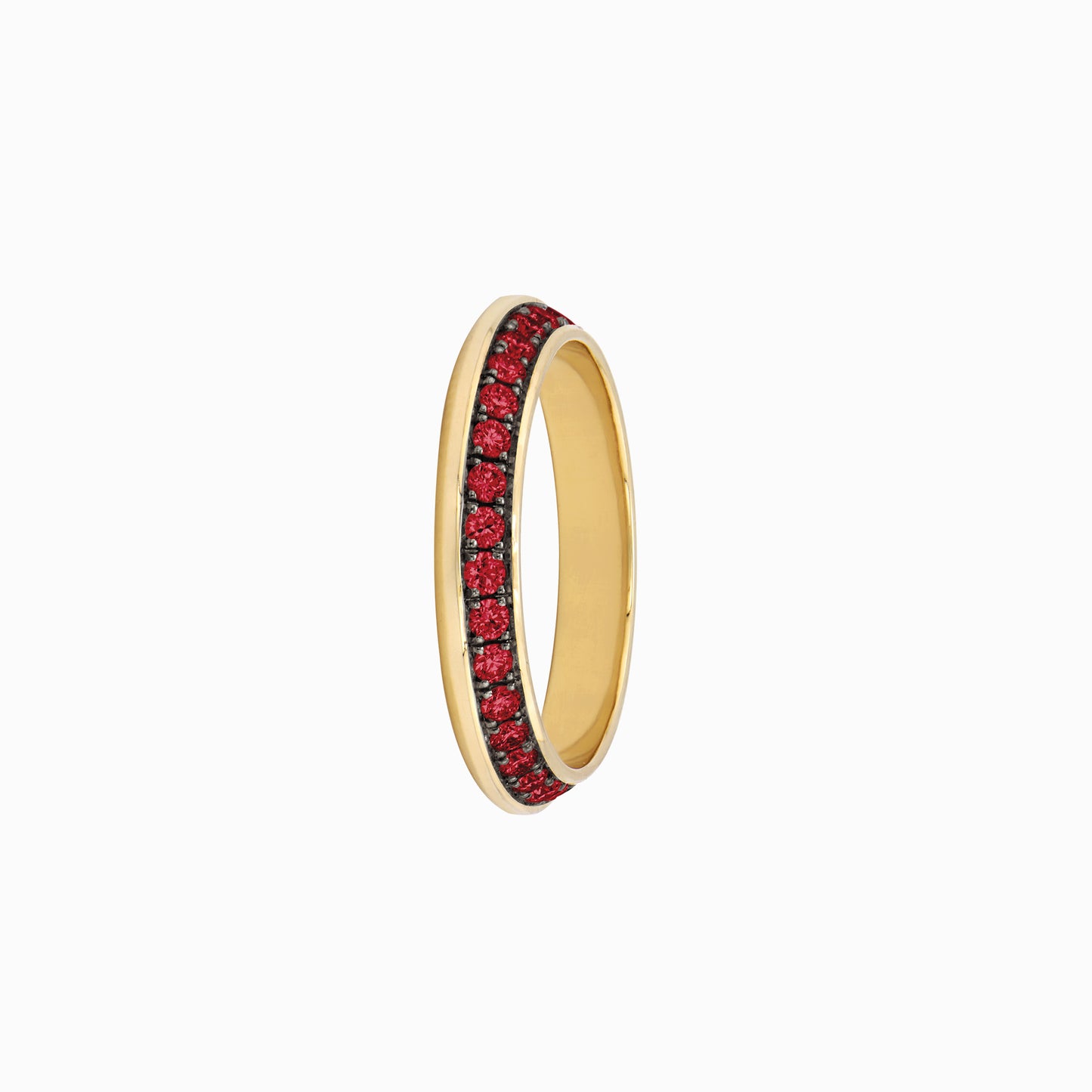 OFF-KILTER Audacious Ruby Stacking Ring – Dark Mode