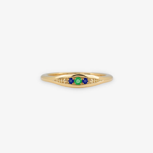 Renewal Dôme Ring with Emerald & Blue Sapphires