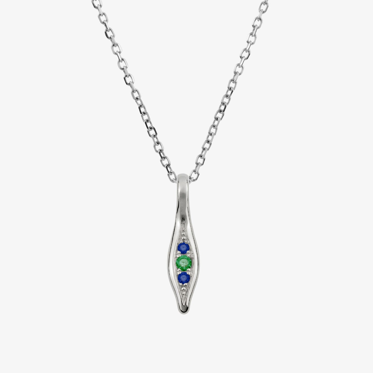 Renewal Droplet Pendant with Emerald & Blue Sapphires