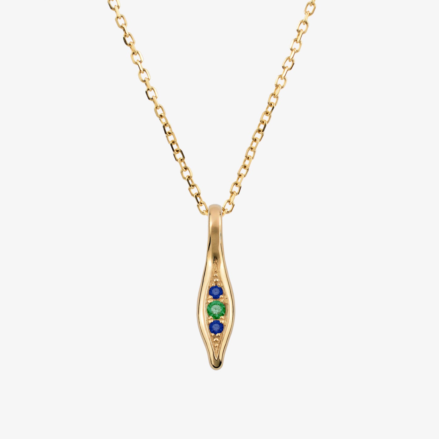 Renewal Droplet Pendant with Emerald & Blue Sapphires