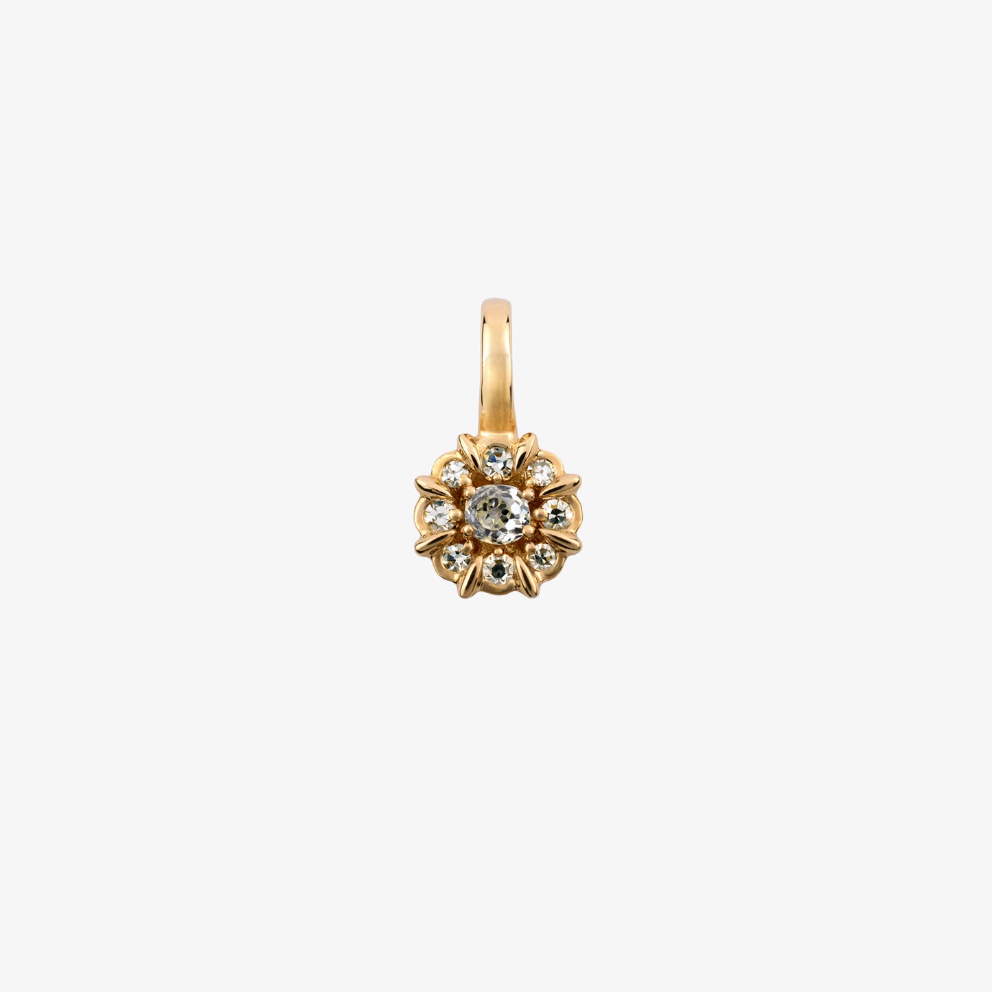 REVIVAL 0.27ctw Diamond Cluster Pendant with Antique Old Mine Cut Centre – 14K Yellow Gold