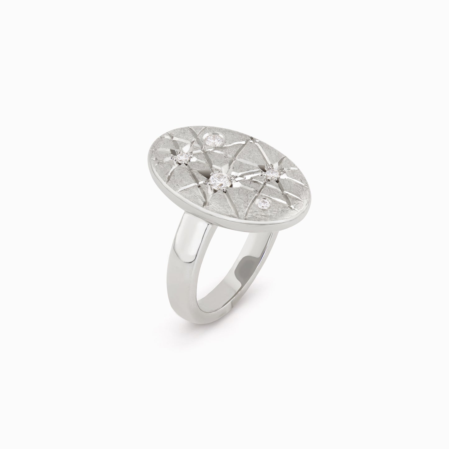 TRIUMPHANT Audacious Diamond Ellipse Ring – Silver