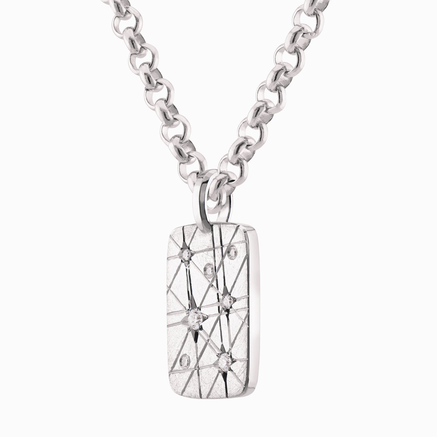 TRIUMPHANT Outrageous Diamond Tablet Necklace – Silver