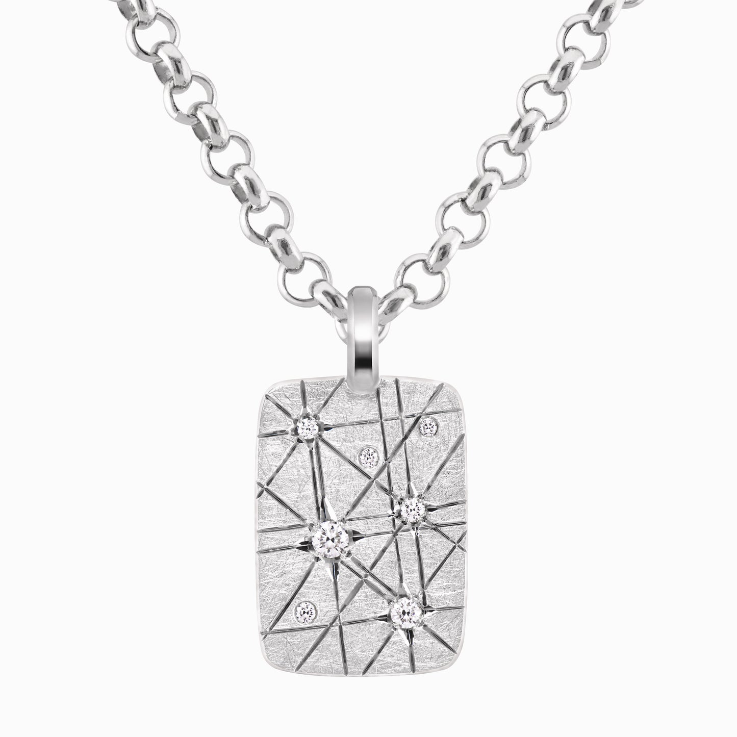 TRIUMPHANT Outrageous Diamond Tablet Necklace – Silver
