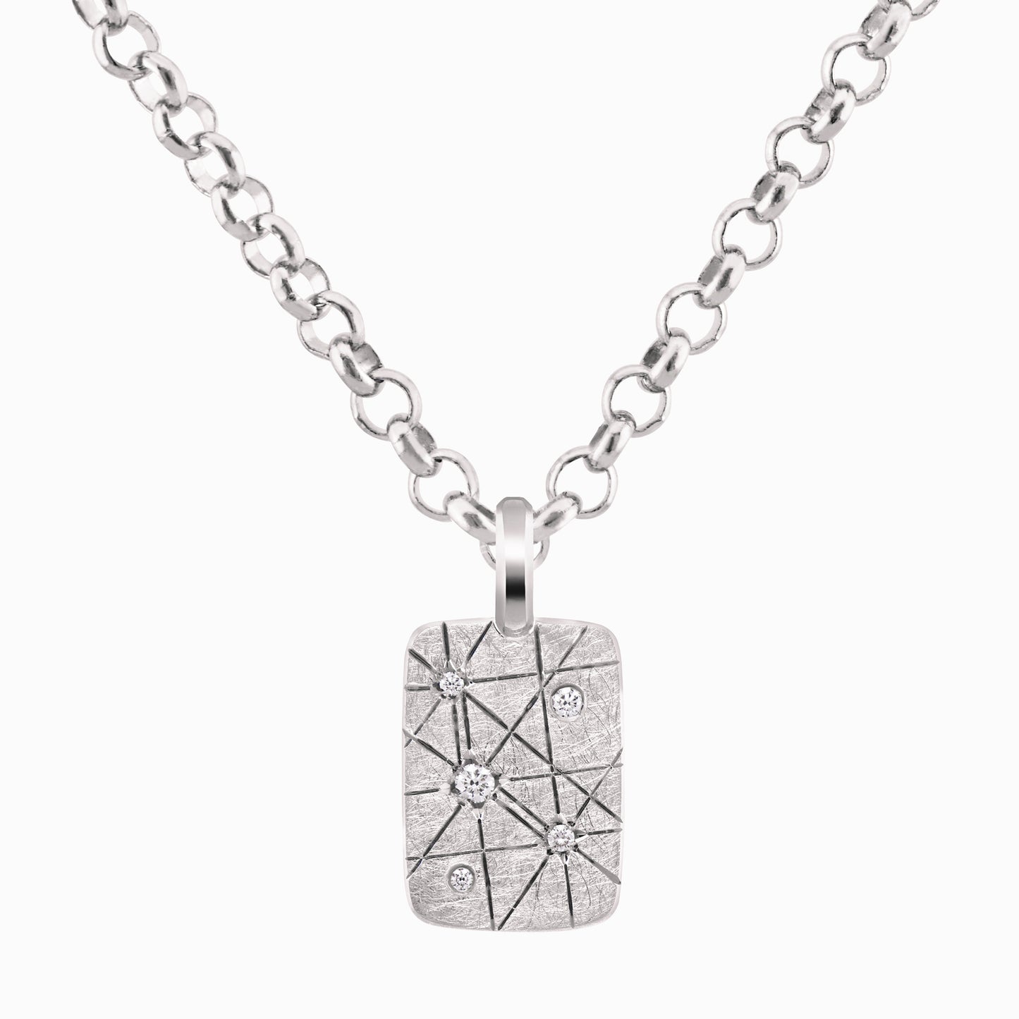 TRIUMPHANT Audacious Diamond Tablet Necklace – Silver