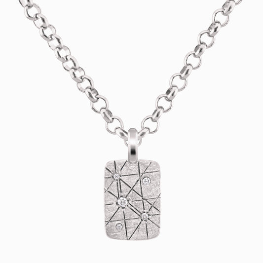 TRIUMPHANT Audacious Diamond Tablet Necklace – Silver