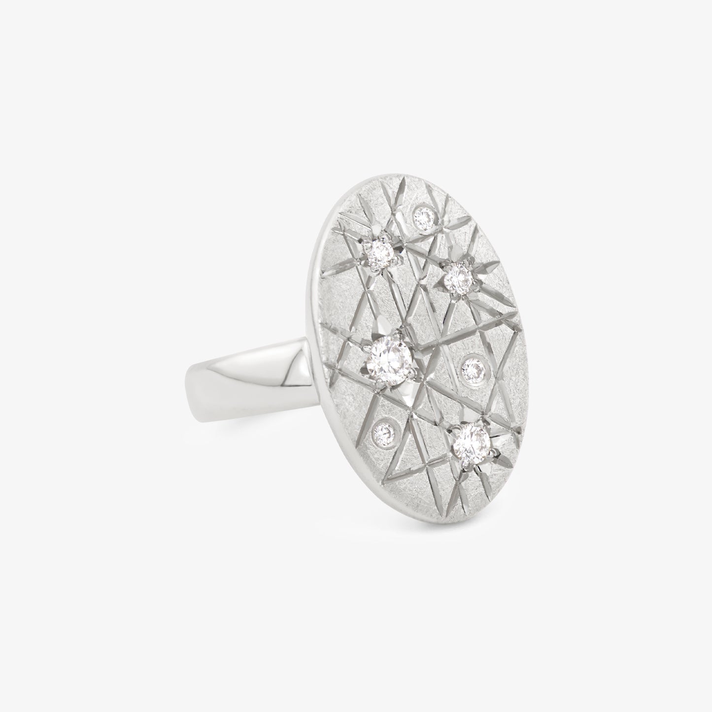 TRIUMPHANT Large Ellipse Ring with Diamonds