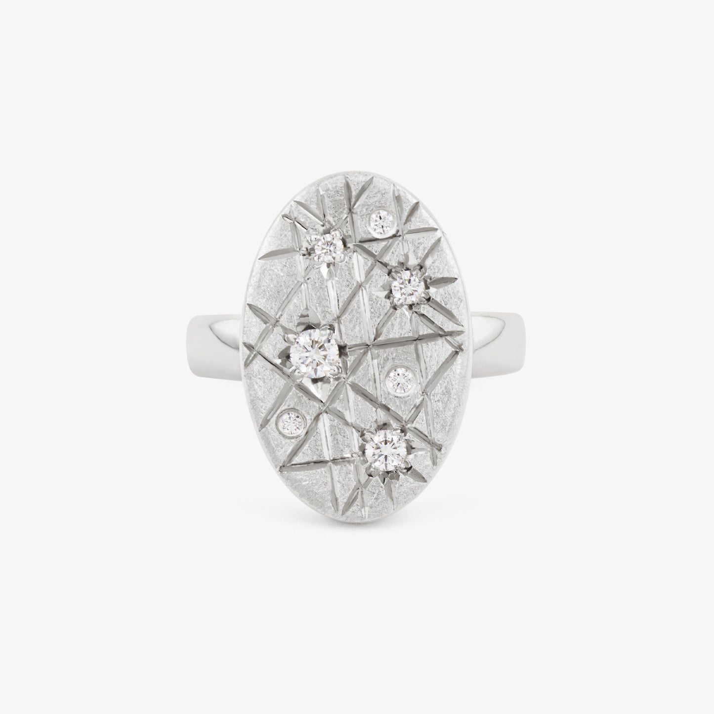 TRIUMPHANT Large Ellipse Ring with Diamonds