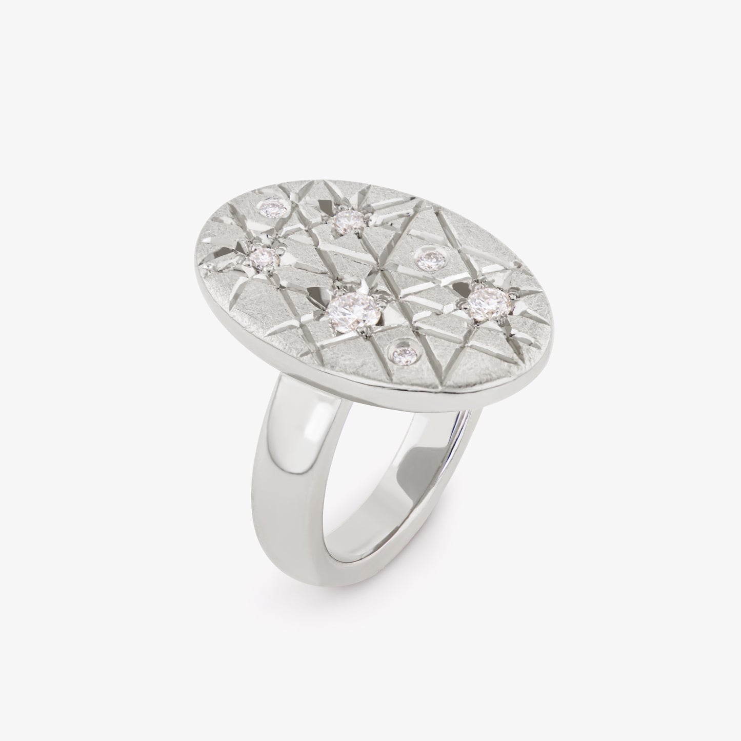TRIUMPHANT Large Ellipse Ring with Diamonds