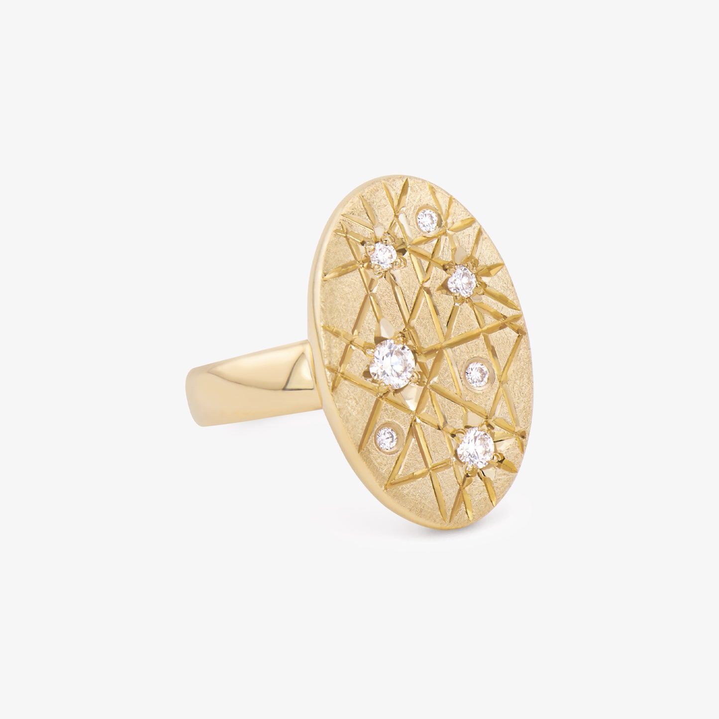 TRIUMPHANT Large Ellipse Ring with Diamonds