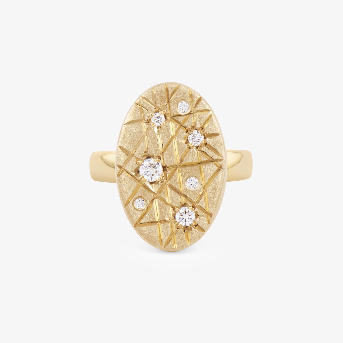 TRIUMPHANT Large Ellipse Ring with Diamonds