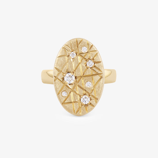 TRIUMPHANT Large Ellipse Ring with Diamonds