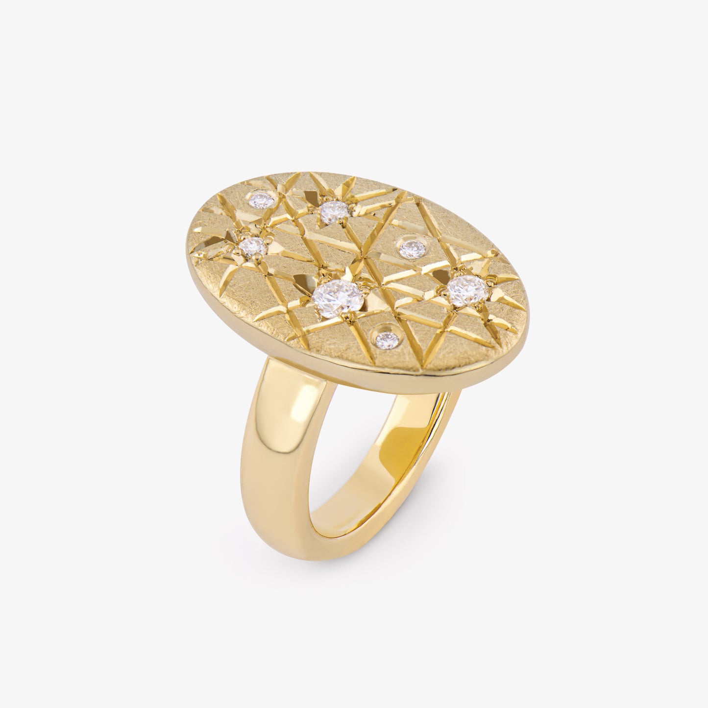 TRIUMPHANT Large Ellipse Ring with Diamonds